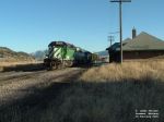 BNSF 6775 SD40-2 cruising by the old Bozeman Depot